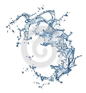 Blue water splash isolated