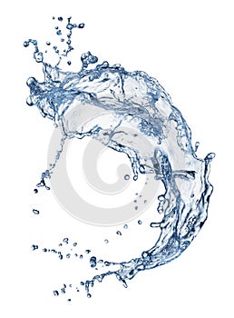 Blue water splash isolated