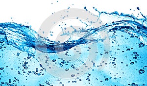 Blue water splash isolated