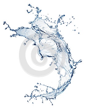 Blue water splash isolated