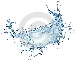 Blue water splash isolated