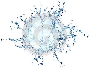 Blue water splash isolated