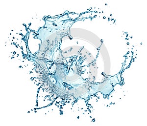 Blue water splash isolated