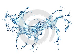 Blue water splash isolated