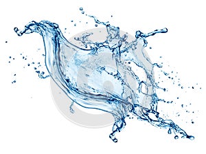 Blue water splash isolated