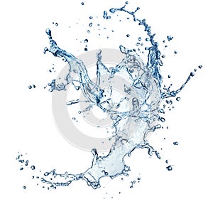 Blue water splash isolated