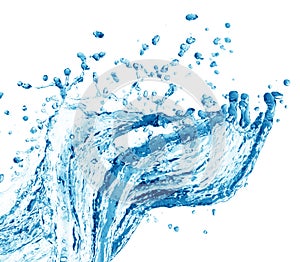 Blue water splash isolated