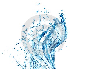 Blue water splash isolated