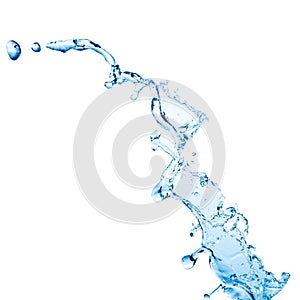 Blue water splash isolated