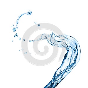 Blue water splash isolated