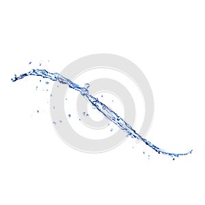 Blue water splash isolated on white