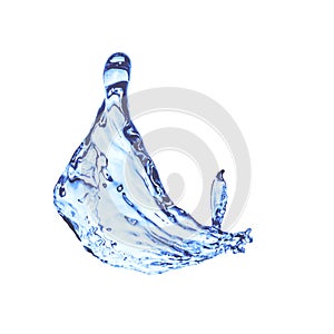 Blue water splash isolated on white