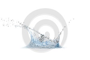 Blue water splash isolated white background