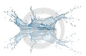 Blue water splash isolated white background