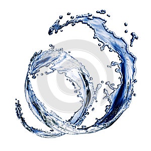 blue water splash isolated on white background