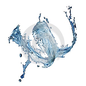 blue water splash isolated on white background