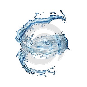 blue water splash isolated on white background