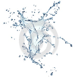 Blue water splash isolated