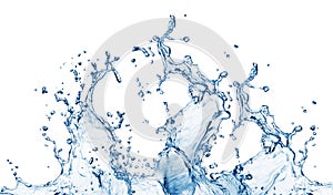 Blue water splash isolated