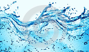 Blue water splash isolated