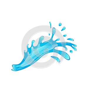 Blue water splash isolated on white background