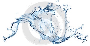 Blue water splash isolated
