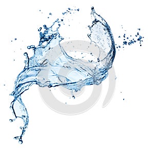 Blue water splash isolated