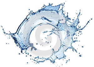 Blue water splash isolated