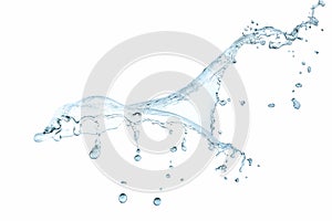 Blue water splash isolated on the white background