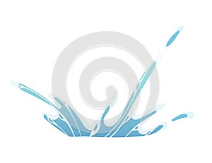 Blue water splash magical effect for games water flow vector illustration isolated on white background