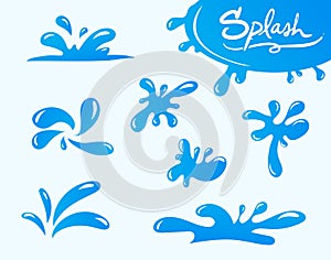 Blue water splash , set ,vector, clear background