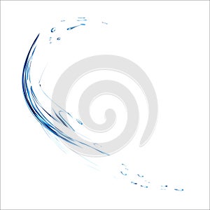 Blue water splash. Spray with drops isolated.