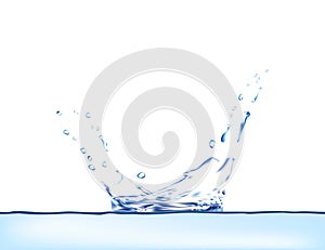 Blue water splash vector. 3d illustration.