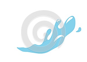 Blue water splash vector background in simple flat style isolated on white backdrop. Aqua icon graphic design