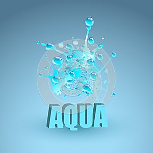 Blue water splash, vector illustration.