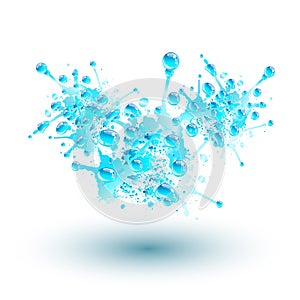 Blue water splash, vector illustration.