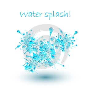 Blue water splash, vector illustration.