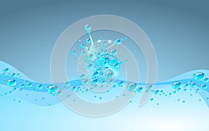 Blue water splash, vector illustration.