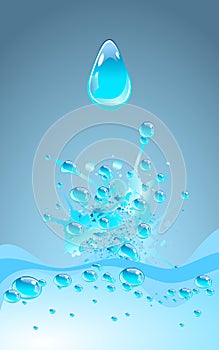 Blue water splash, vector illustration