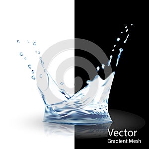Blue water splash, vector illustration EPS 10. gradient meshes.