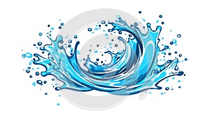 Blue water splash, vector illustration on white background