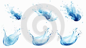 blue water splashes on a white background