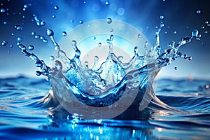 Blue water splashing on a backdrop