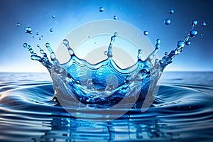 Blue water splashing on a backdrop