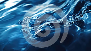 Blue water splashing creating dynamic abstract wave shapes