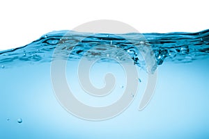 Blue water surface with ripple and bubble transparent on white background