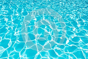 Blue water surface and ripple wave in pool