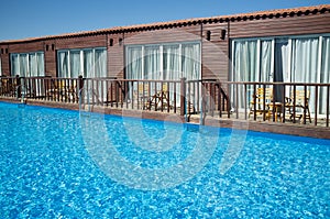 Blue water in the swimming pool