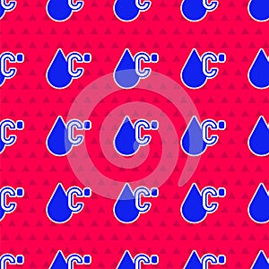 Blue Water temperature icon isolated seamless pattern on red background. Vector