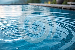 Blue water texture with ripples and rings